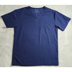 FIGS Unisex V-Neck Scrub Top Single Pocket Small Navy Blue Threads for Threads